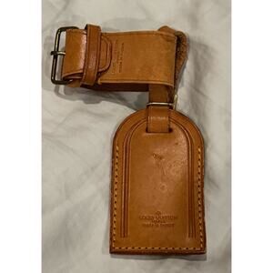 Louis Vuitton Vachetta Leather Luggage Tag ID Holder Made in France Vintage